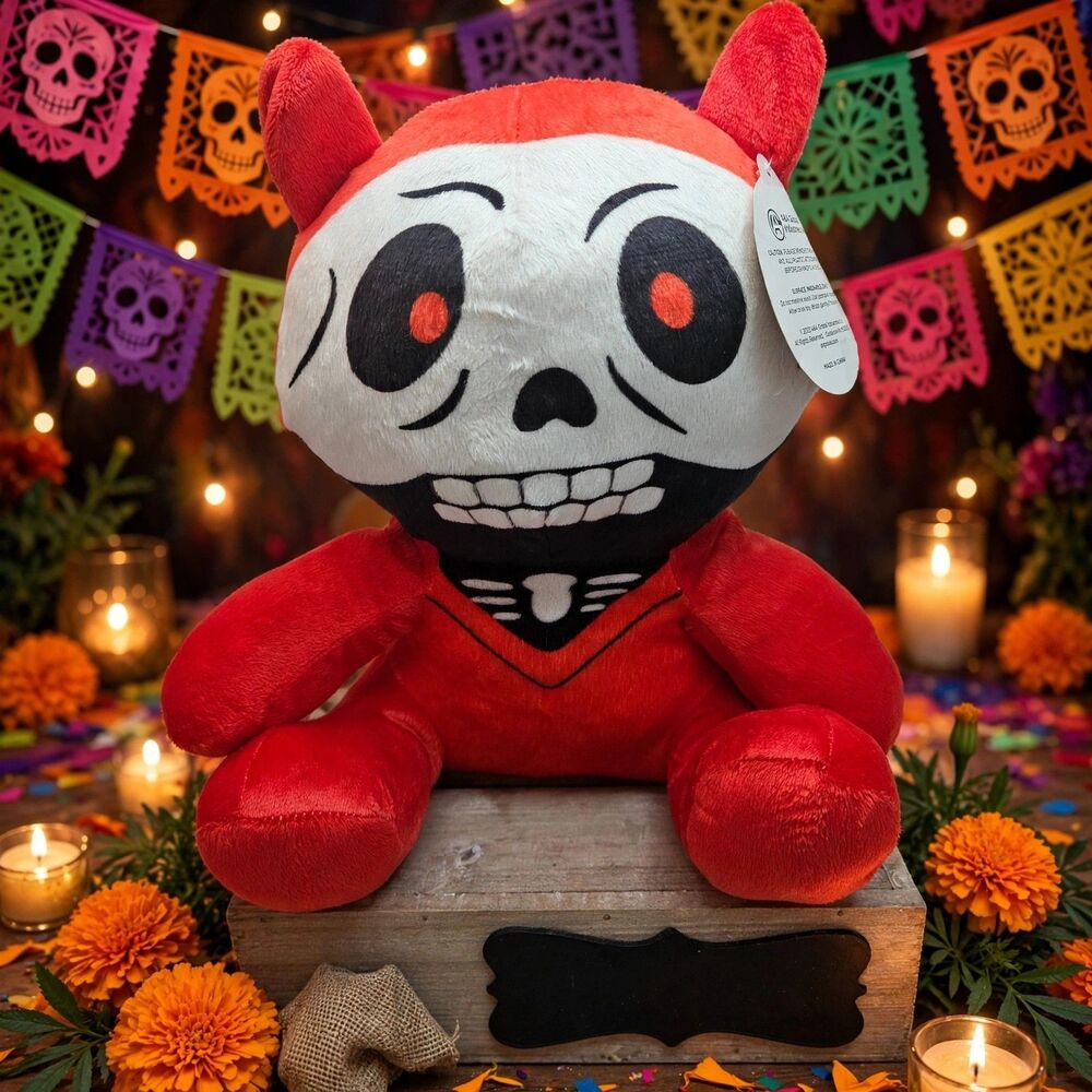 A&A Global Red Devil Skeleton Plush Halloween Stuffed Toy 10 Inch NWT Spooky
